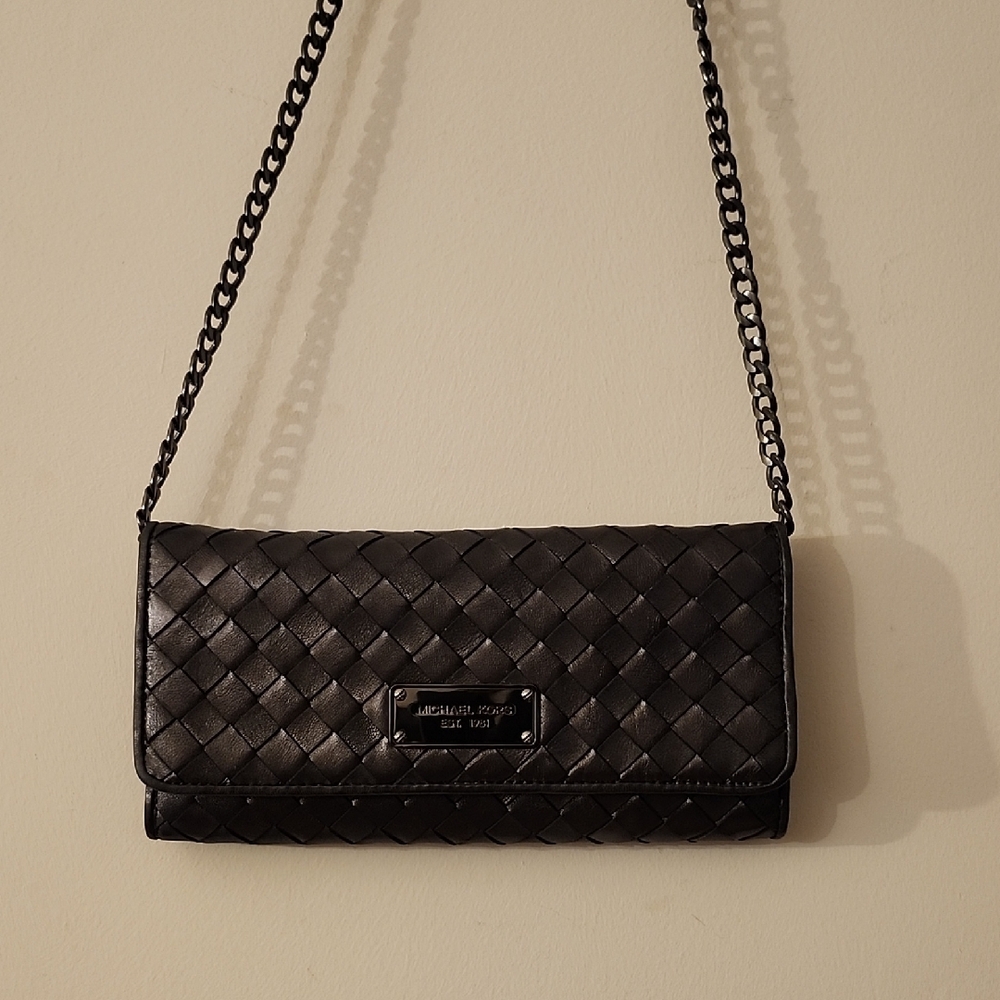 Michael Kors Leather Clutch w/Free Gunmetal Strap